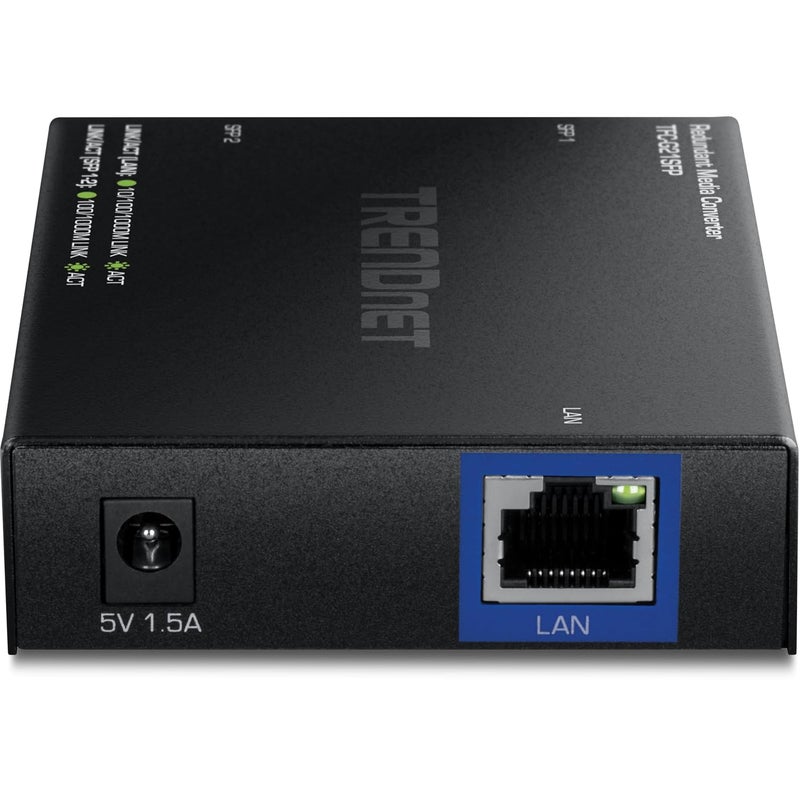 Trendnet 1000BASE-T to Dual SFP Fiber Media Converter with Redundant Mode, TFC-G21SFP, 1 x Gigabit RJ45 Port, 2 x Gigabit SFP Ports, NDAA & TAA Compliant - Image 3